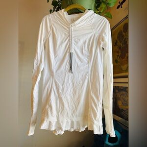 Lululemon all white cinched tie up long sleeve pullover hoodie jacket